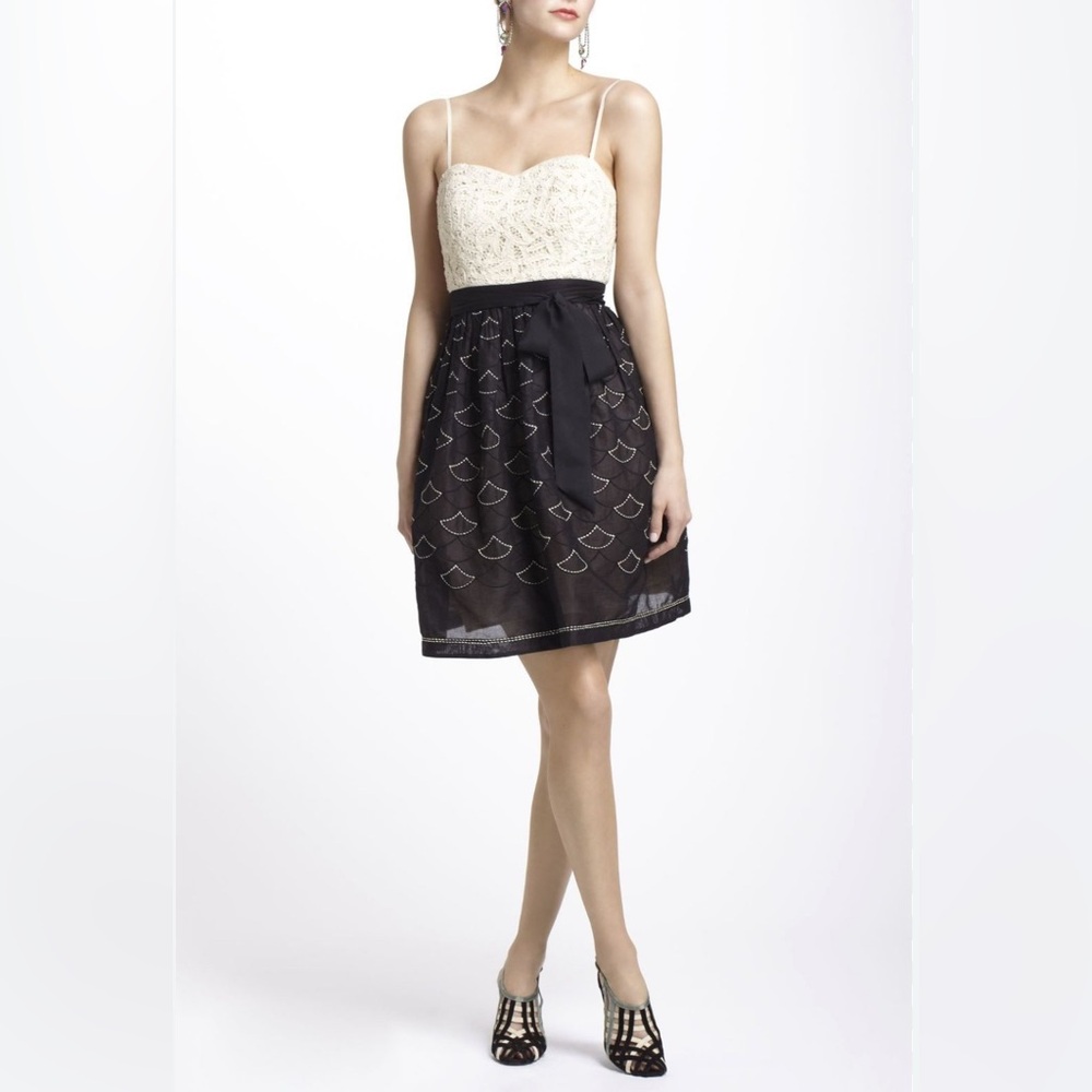 Anthropologie meadow rue lace strapless dress full skirt size 8